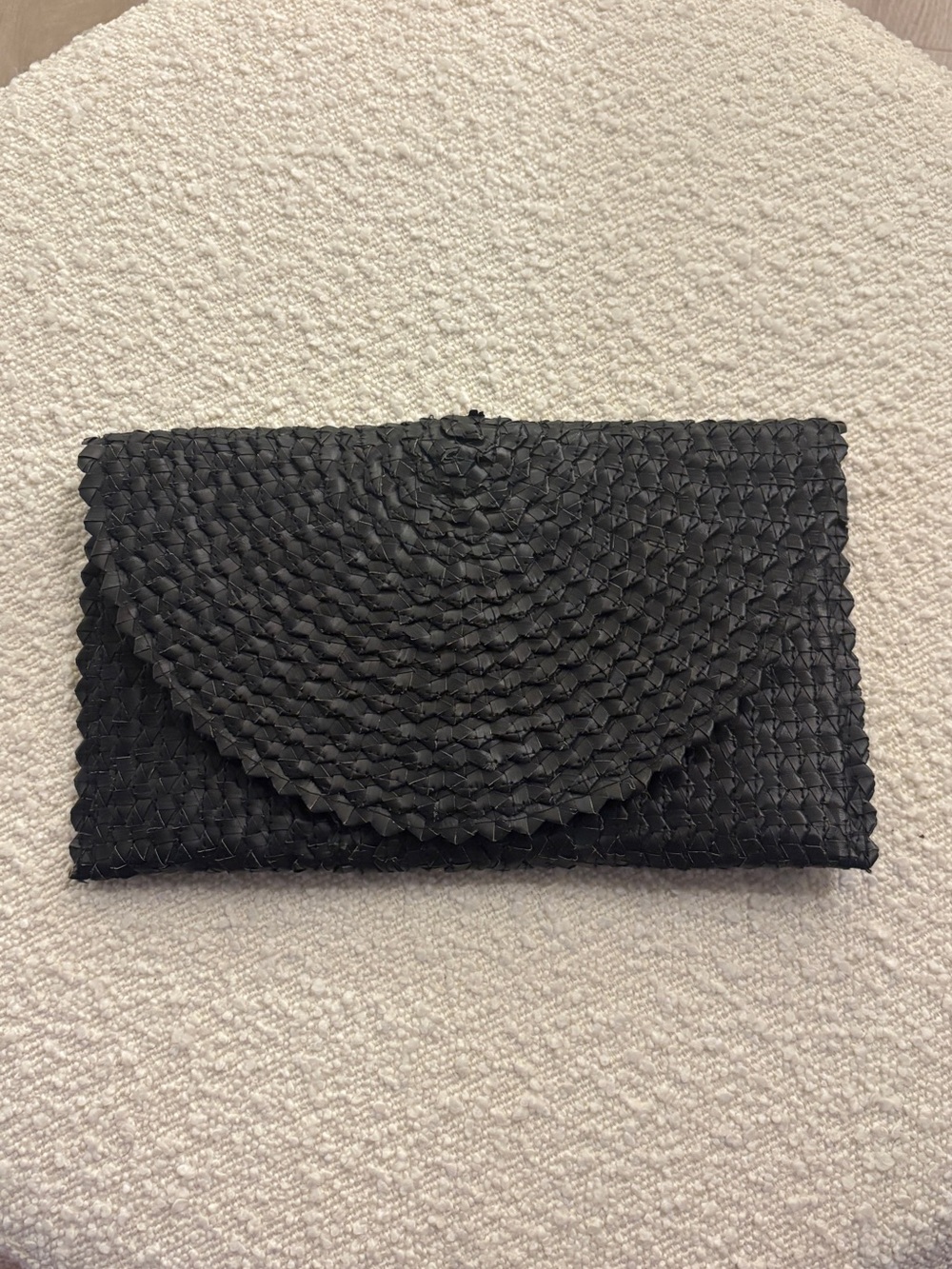 Woven Envelope Clutch in Black by